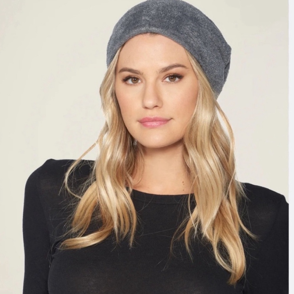 Barefoot Dreams CozyChic Lite Confetti Beanie Hat OS Storm Gray Dark Brown NEW